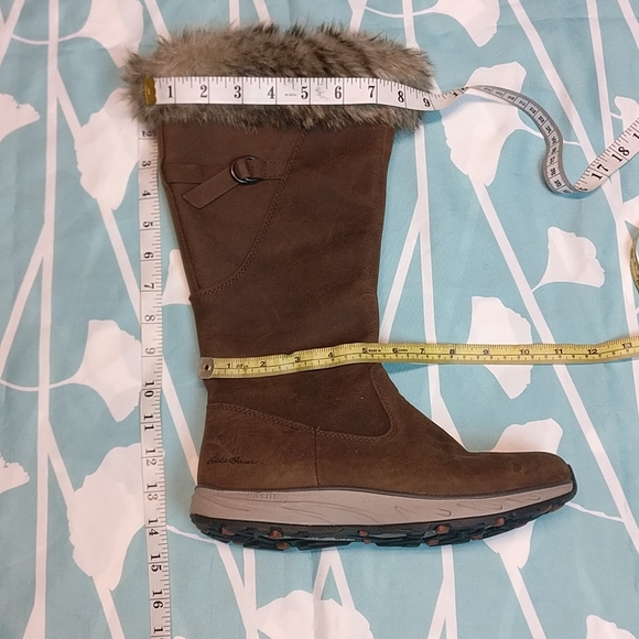 Eddie Bauer Lodge Fur trim Lined Snow Winter boot WATERPROOF LEATHER w7.5 AS NEW - Picture 15 of 16